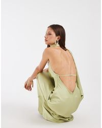 ASOS - Satin Scarf Cowl Neck Maxi Dress - Lyst