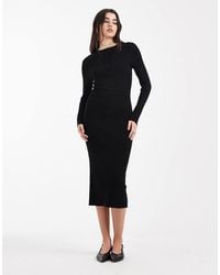 New Look - Knitted Button Down Midi Dress - Lyst