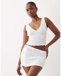 The Frolic - Exclusive Plunge Neck Shirred Waist Top - Lyst