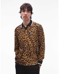 Obey - – langärmliges polohemd aus jersey mit durchgehendem leopardenmuster - Lyst
