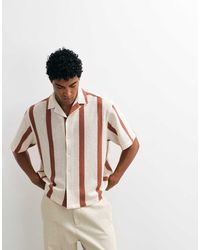 ASOS - Boxy Oversized Revere Crochet Stripe Shirt - Lyst