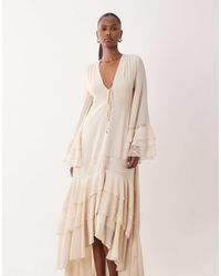 Love Triangle Floral Embroidered Long Sleeve Dress in White | Lyst