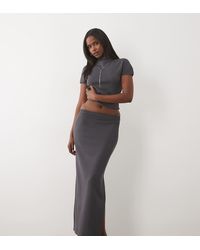 Kaiia - Exclusive 90S Fine Knit Side Split Maxi Skirt Co-Ord - Lyst