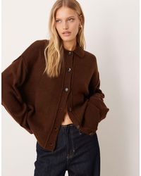 ASOS - Knitted Collar Shirt Cardigan With Seam Detail - Lyst