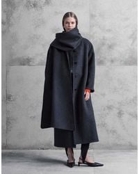ASOS - Premium Wool Rich Longline Coat With Detachable Scarf - Lyst