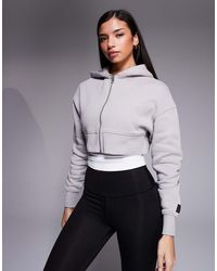 4505 - Icon Rest Day Heavyweight 440gsm Cotton Zip Up Boxy Crop Hoodie - Lyst