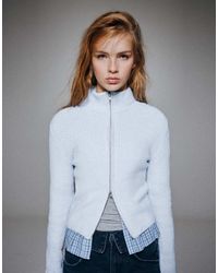 Pull&Bear - Cardigan A Coste Con Zip - Lyst
