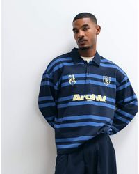 ASOS - Oversized Rugby Polo Stripe Sweatshirt With Graphic - Lyst