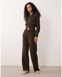 Aria Cove - High Waisted Fine Knit Wide Leg Trousers Co-Ord - Lyst