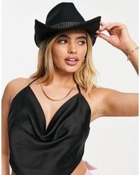 ASOS Felt Cowboy Hat With Diamante Trim - Black