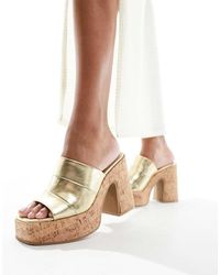 South Beach - Cork Heeled Mules - Lyst