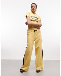 ASOS - Joggers Amarillos De Pernera Ancha Con Raya En Contraste De Weekend Collective (Parte De Un Conjunto) - Lyst