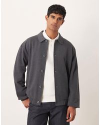 ASOS - Relaxed Button Through Jersey Harrington Jacket - Lyst