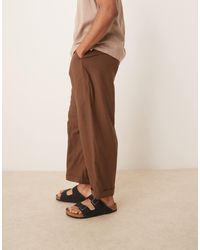ASOS - Smart Cropped Balloon Linen Blend Trousers With Front Pleat - Lyst