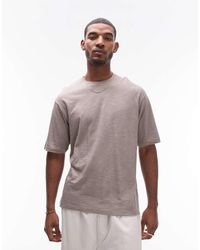 TOPMAN - Oversized Fit Linen Mix T-shirt - Lyst