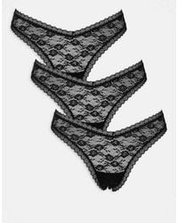 ASOS - 3 Pack All Over Lace Dipped Front Thong - Lyst