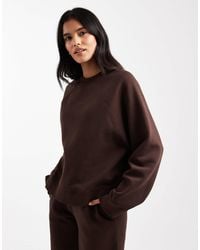 ASOS - Sweat oversize à envers brossé et manches raglan - chocolat - Lyst