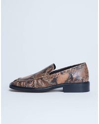 TOPSHOP - Premium Clover Real Leather Loafers With Ruched Detail - Lyst