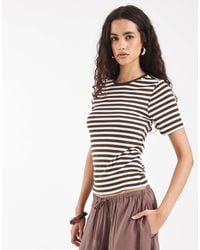 ONLY - Ribbed T-Shirt - Lyst