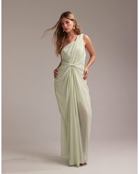 ASOS - Bridesmaids One Shoulder Draped Twist Detail Midaxi Dress - Lyst