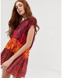 Free People Gotta Have You Mixed Floral Tunic Top - Red