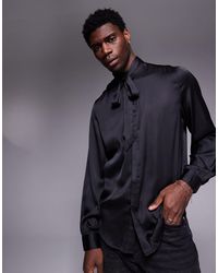 ASOS - – satinhemd mit schnürung am ausschnitt und blouson-ärmeln - Lyst