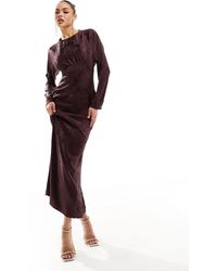 Flounce London - Satin Maxi Dress With Kimono Sleeves - Lyst
