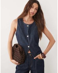 Mango - Lia Denim Gilet Co-Ord - Lyst