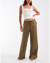 ASOS - Satin Wide Leg Pull On Trouser - Lyst
