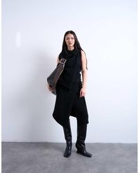 TOPSHOP - Knitted Asymmetric Wrap Skirt Co-ord - Lyst