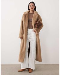4th & Reckless - Brushed Faux Fur Collared Tie Waist Maxi Coat - Lyst