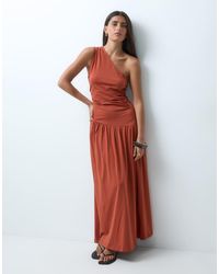 ASOS - Ruched One Shoulder Dropped Waist Maxi Dress - Lyst