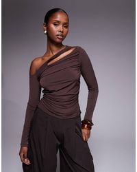 ASOS - Asymmetric Slinky Long Sleeve Top With Cut Out - Lyst