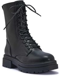 SEQWL - Lace Up Block Heel Military Ankle Boots - Lyst