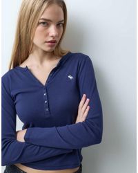 Abercrombie & Fitch - Icon Logo Ribbed Long Sleeve Henley Top - Lyst