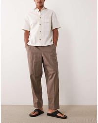 ASOS - Smart Relaxed Tapered Linen Look Pants - Lyst