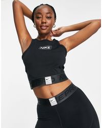 Nike - Camiseta corta negra sin mangas con logo pro training grx - Lyst