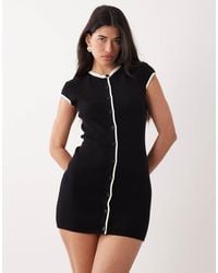 ASOS - Knitted Structured Mini Dress With Tipping - Lyst