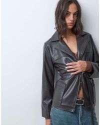 Threadbare - Faux Leather Blazer With Belt - Lyst
