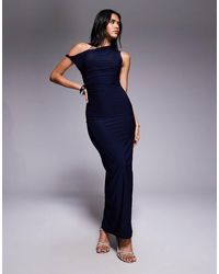 Kaiia - Exclusive Double Layered Slinky Bodycon Off Shoulder Twist Strap Maxi Dress - Lyst