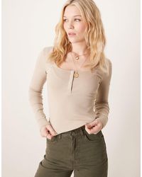 Gina Tricot - Jersey Long Sleeve With Concealed Front Button Detail - Lyst