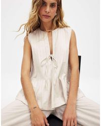 NA-KD - Linen Blend Pleated Boxy Top - Lyst