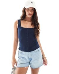Miss Selfridge - Ribbed Button Through Sleeveless Tank Top - Lyst