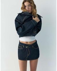 Pull&Bear - Denim Crossover Skort - Lyst