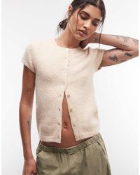 Monki - Short Sleeve Knit Cardigan Top - Lyst