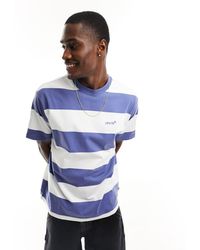 Levi's - Camiseta a rayas azul marino y blancas extragrande con logo pequeño - Lyst