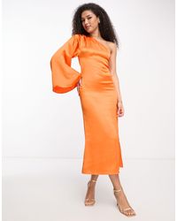 Pretty Lavish - One Shoulder Satin Split Midaxi Dress - Lyst