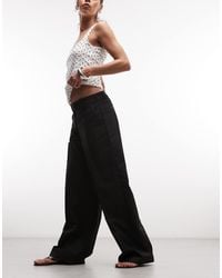 Monki - Mid Waist Wide Leg Tailored Trousers - Lyst