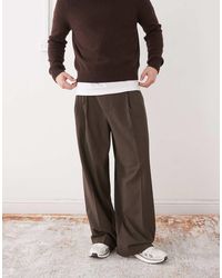 Weekday - Pantalones De Sastre Marrones Extragrandes Con Raya Diplomática De - Lyst