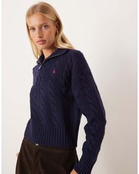Polo Ralph Lauren - Maglione Taglio Corto Lavorato A Trecce Con Colletto - Lyst